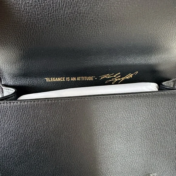 Karl Lagerfeld Black Crossbody Bag with Gold Accents - Picture 5 of 7